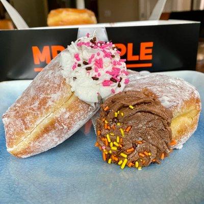 Vanilla Cream and Chocolate Cream Doughnuts - Mr. Maple Donuts