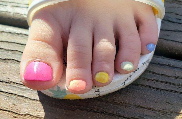 Regular pedicure for my 7yr old daughter.