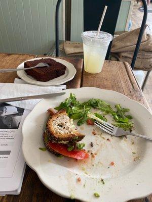 Before I devoured it, it was a B.L.A.T (bacon, lettuce, avocado, tomato) with a olive chocolate loaf and a basil lemonade