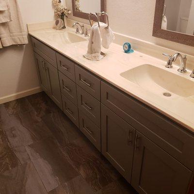 Bathroom after even with the orginal countertop