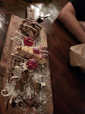 Beautiful display of fresh tiramisu & Cheese cake.  Absolutely delicious!