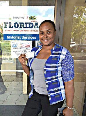 The driving test was no problem for our student from Jamaica, she passed!