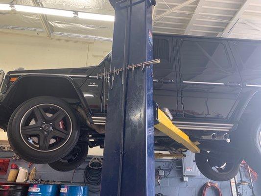 Changing brakes and oil change on my g wagon.