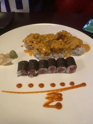 Tuna Roll and the volcano roll