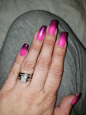 Pink and purple ombre nails