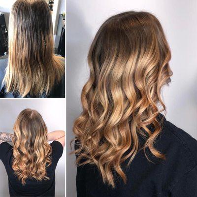 Shadow root with full copper balayage