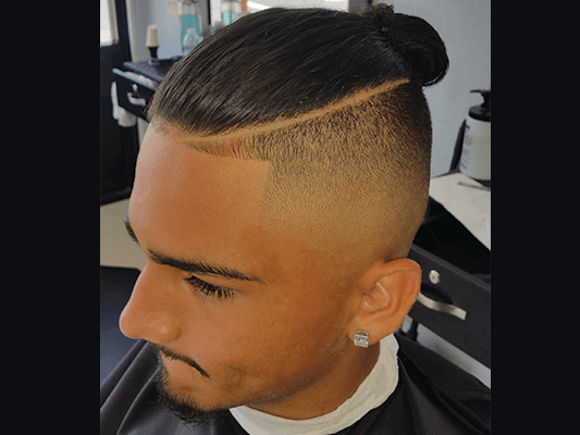 Fresh Bald Fade, Shape Up, and Part on Angel by Tommy the Barber.