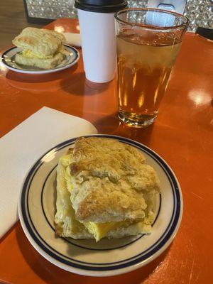 Egg and cheese biscuit sandwich.