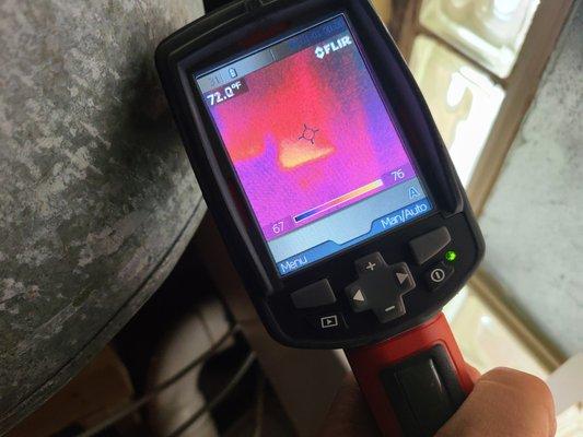 Thermal image camera to inspect for air, electrical and water intrusions.