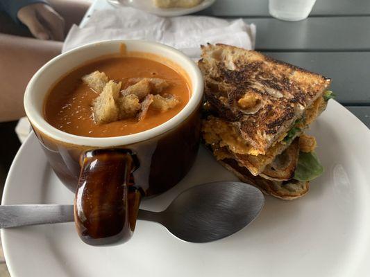 Tomato Basil soup & Pimento Cheese sandwich.