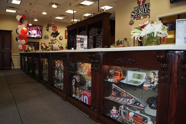 The inside of our 16th Street office, showing off our HUGE collection of Philly Sports & Concert memorabilia