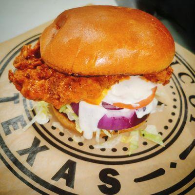 Crispy Chicken Sandwich tossed in Buffalo Garlic sauce and topped with ranch.