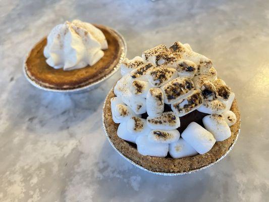 Pumpkin pie and s'more pie