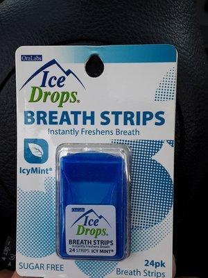 Icy Mint breath strips. A must-have, especially if you're in hospitality industry.