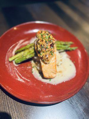 Cedar Planked Stuffed Salmon