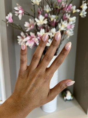 Light pink dip nails with Chrome ($15 extra)