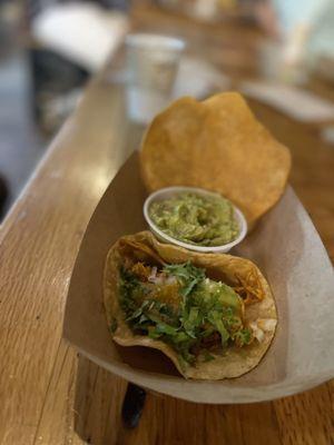 Shredded Chicken Taco w/a side of Guacamole