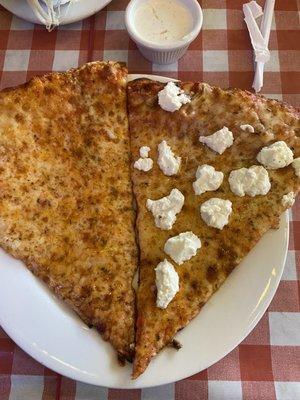 Plain and ricotta pizza slices