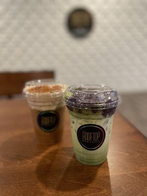 Matcha Latte with Ube Cream