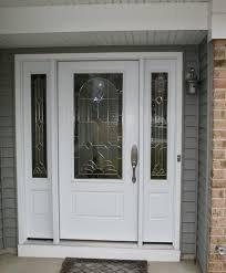 Entry Door with Sidelights and Leaded Glass