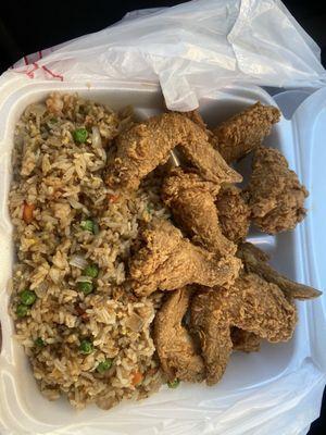 10 wings/drumsticks with fried rice