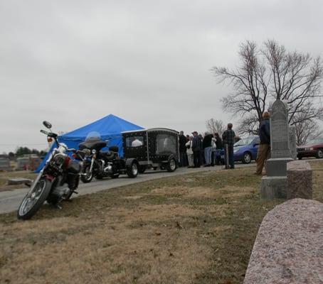 "Remembering the Ride" at the cemetery.
 A Fitting farewell