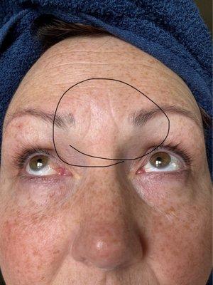 You can see only a few microblade lines on left brow