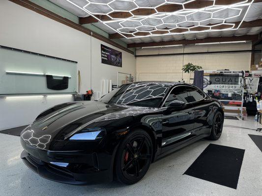 Porsche Taycan in full Ceramic with 3M Crystalline windshield.