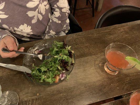 House salad and grapefruit martini