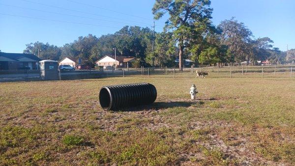 Mandatory fire hydrant and large plastic tube