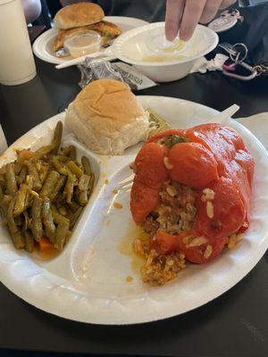 Stuffed peppers and green beans