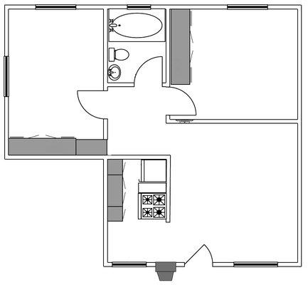 2x1 1,000 Sq Ft Floor-plan