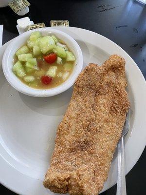 Catfish with cucumber salad