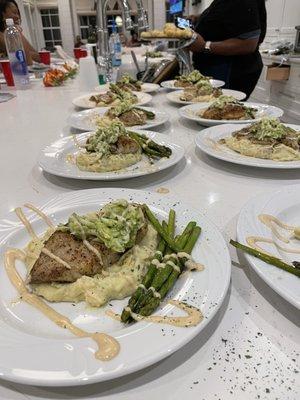 Grouper, Mashed Potatoes and Asparagus