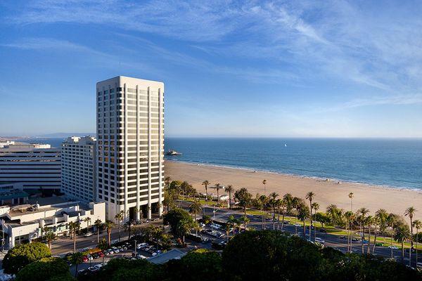 100 Wilshire view from the north, with Santa Monica beaches below. Murphy Rosen LLP is on the 13th floor.