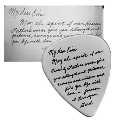 Sterling silver guitar pick with your handwritten note or message