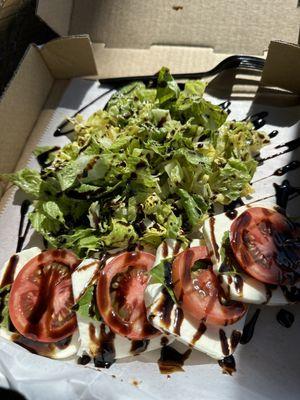 Caprese Salad sub arugula with romaine lettuce. Delicious