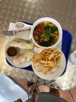 fresh spring rolls and small wonton soup