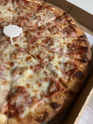 Pepperoni and sausage pizza