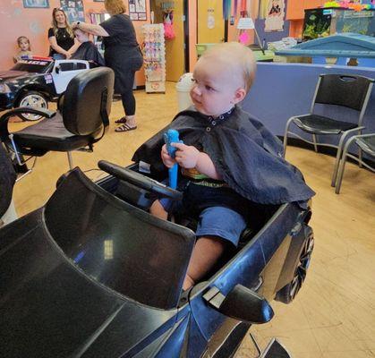 My grandson is getting his first haircut