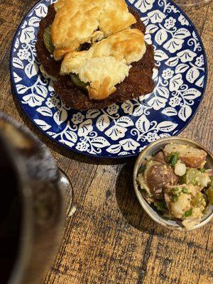 Chicken biscuit and amazing potato salad