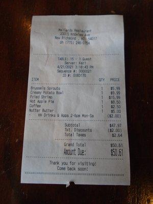 Final tab - lunch #2.