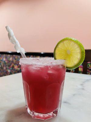 Prickly pear salt margarita