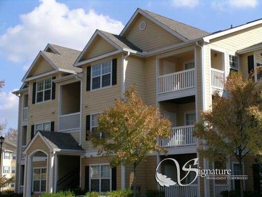 The outside of the beautiful apartment homes at Alexander Falls Apartments.