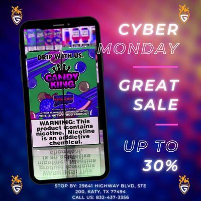 Cyber Monday ONLY stop by and get 30% off entire purchase!!!