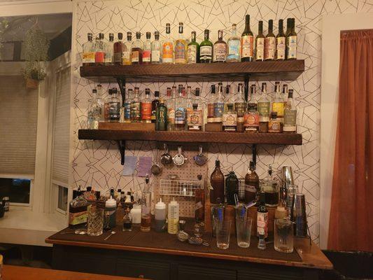 Wall of alcohols for drinks