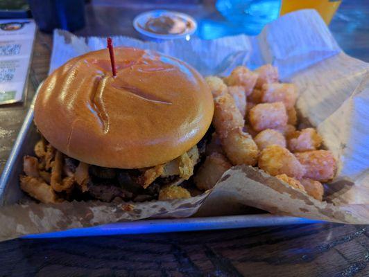 Tweety Burger with a toasted bun! Yum!