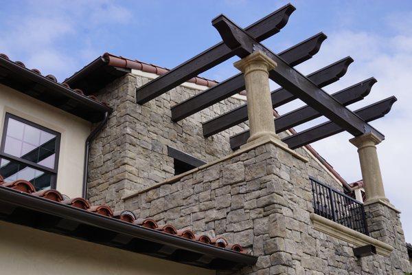 wood awnings and balconies