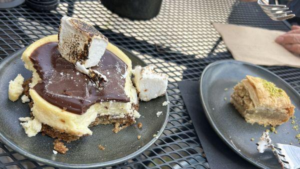 S'mores cheesecake and baklava.