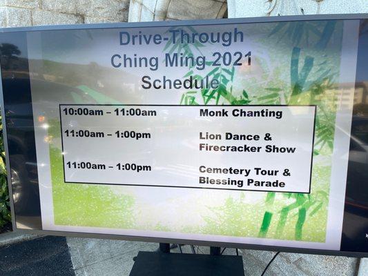 Ching Ming schedule